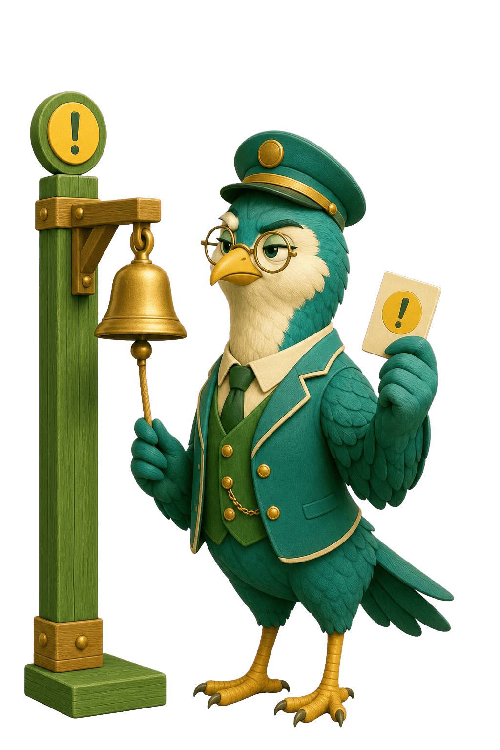 A focused bird dispatcher ringing a delivery exception alert