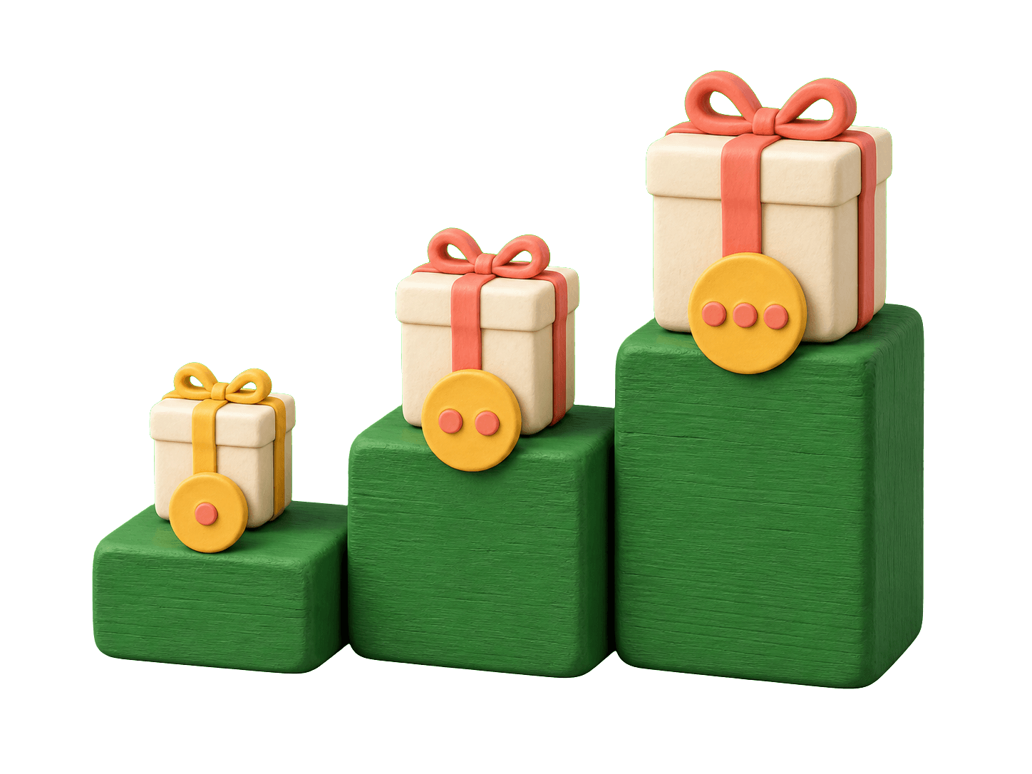 Clay stepped pricing blocks with gift boxes