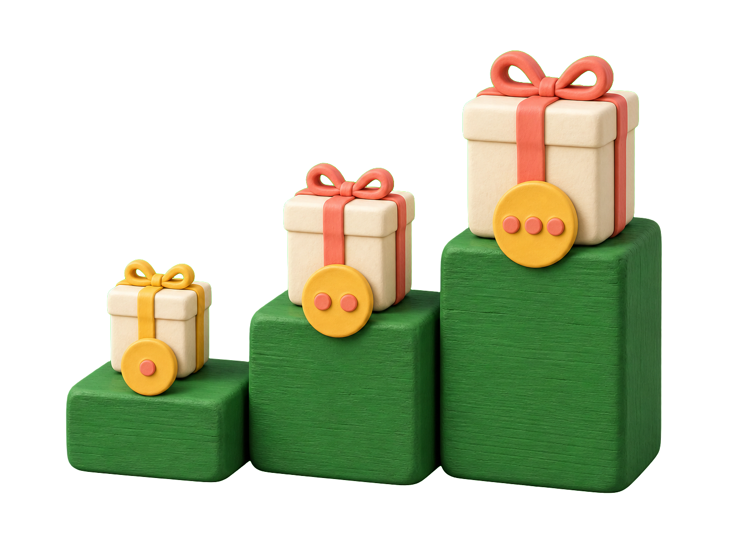 Clay stepped pricing blocks with gift boxes
